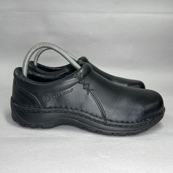 Red Wing Shoes Women's Size 7 Black Leather Slip On Steel Toe Safety Work clogs - Picture 1 of 13